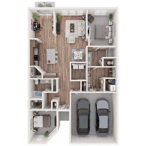 Floor plan for 2 beds, 2 baths, 1536 sqft